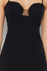 Trendyol Black Chest detailné večerné šaty