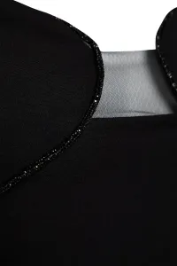 Trendyol Black Chest detailné večerné šaty