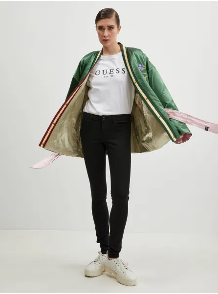 Čierne dámske skinny fit džínsy Guess Curve X
