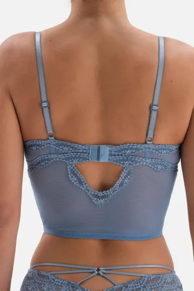 Dagi modrý čipkovaný bustier s detailmi