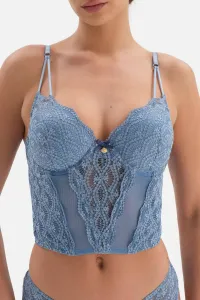 Dagi modrý čipkovaný bustier s detailmi