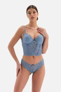 Dagi modrý čipkovaný bustier s detailmi