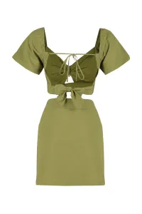 Trendyol Khaki Tkaný Set s Doplnkami, 100% Bavlnená Blúzka a Krátke Nohavice