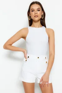 Trendyol White Button Detailed Shorts