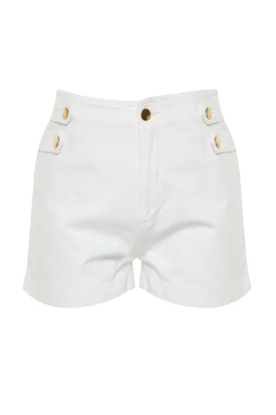 Trendyol White Button Detailed Shorts