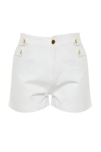 Trendyol White Button Detailed Shorts