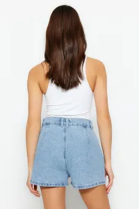 Trendyol High Waist Denim Shorts With Blue Stones