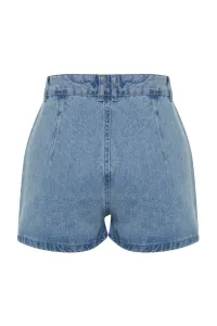 Trendyol High Waist Denim Shorts With Blue Stones
