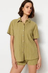 Trendyol Green Woven Linen Blend Shirt Shorts Beach Set