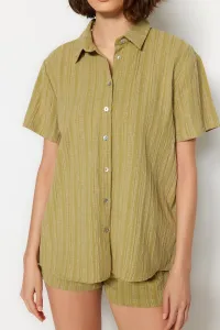 Trendyol Green Woven Linen Blend Shirt Shorts Beach Set