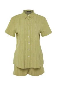 Trendyol Green Woven Linen Blend Shirt Shorts Beach Set