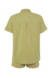 Trendyol Green Woven Linen Blend Shirt Shorts Beach Set