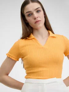 Oranžové dámske rebrované polo tričko ORSAY