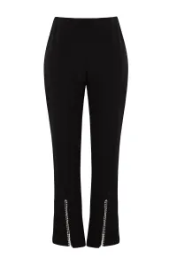 Trendyol Curve Black Stone detailné Finike tkané nohavice
