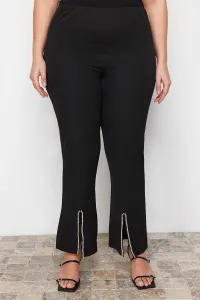 Trendyol Curve Black Stone detailné Finike tkané nohavice