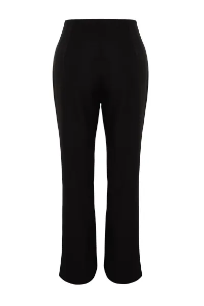 Trendyol Curve Black Stone detailné Finike tkané nohavice