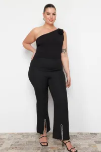 Trendyol Curve Black Stone detailné Finike tkané nohavice