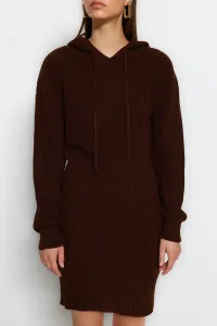Trendyol Brown Mini Knitwear Hooded Dress