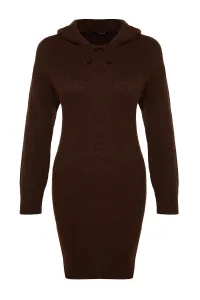 Trendyol Brown Mini Knitwear Hooded Dress