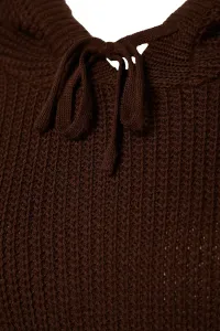 Trendyol Brown Mini Knitwear Hooded Dress