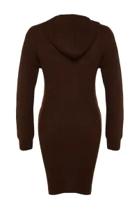 Trendyol Brown Mini Knitwear Hooded Dress