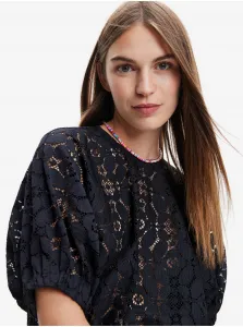 Čierny dámsky krajkový top Desigual Lucca