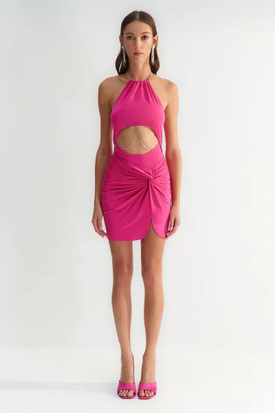 Trendyol X Zeynep Tosun Fuchsiová sukňa s detailmi drapérií
