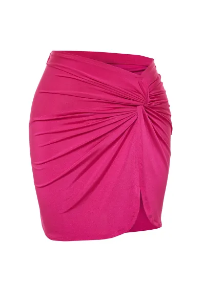 Trendyol X Zeynep Tosun Fuchsiová sukňa s detailmi drapérií