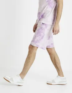 Fialové pánske batikované teplákové kraťasy Celio Doengame