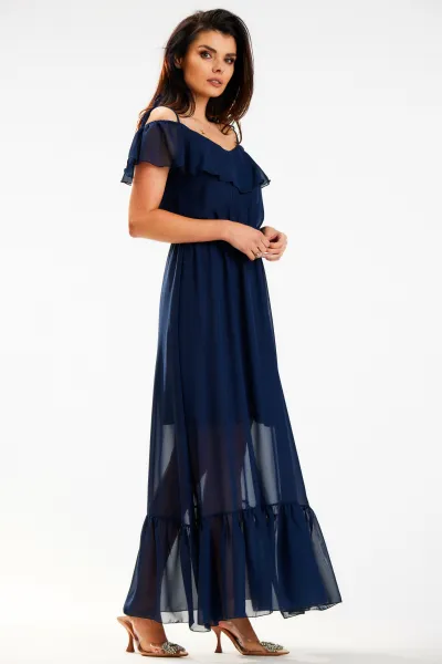 Awama Woman's Dress A573 Navy Blue
