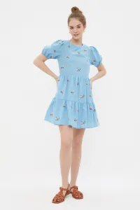 Trendyol Blue rovný strih Mini tkané kvetinové výšivky podšité kvetinové výšivky Trendyol Blue