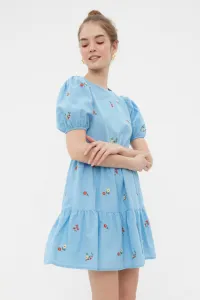 Trendyol Blue rovný strih Mini tkané kvetinové výšivky podšité kvetinové výšivky Trendyol Blue