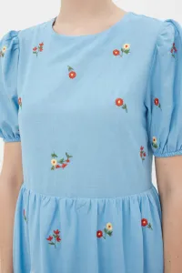 Trendyol Blue rovný strih Mini tkané kvetinové výšivky podšité kvetinové výšivky Trendyol Blue