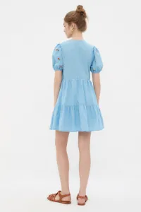 Trendyol Blue rovný strih Mini tkané kvetinové výšivky podšité kvetinové výšivky Trendyol Blue