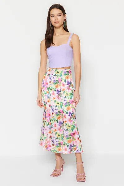 Trendyol Multicolored Floral Patterned Maxi Length Woven Skirt