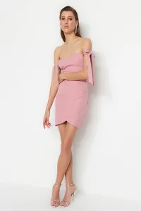 Trendyol prášok dvojradové tkané elegantné večerné šaty