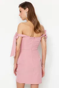 Trendyol prášok dvojradové tkané elegantné večerné šaty
