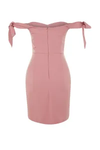Trendyol prášok dvojradové tkané elegantné večerné šaty