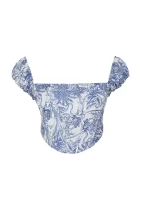 Trendyol Multicolored Crop Lined Corset Detailed Floral Patterned Woven Poplin Bustier