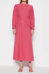 Trendyol Fuchsia vlnené tkané bavlnené šaty s patchworkom