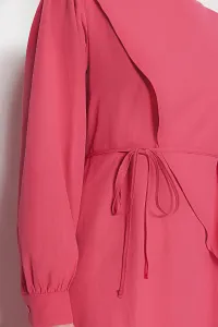 Trendyol Fuchsia vlnené tkané bavlnené šaty s patchworkom