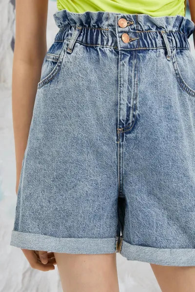 Koton 2sal40015md Normálny Pás Otvoriť Indigo Dámske Džínsy Šortky.