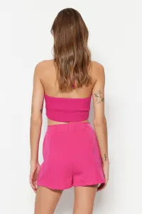 Trendyol Fuchsia Double Slit Super Mini Weave Shorts Skirt