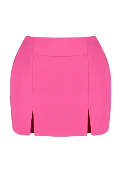 Trendyol Fuchsia Double Slit Super Mini Weave Shorts Skirt