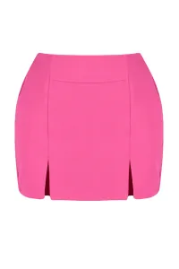 Trendyol Fuchsia Double Slit Super Mini Weave Shorts Skirt
