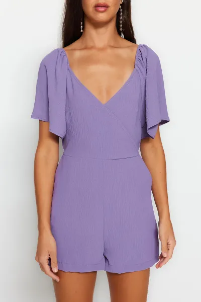 Trendyol Lila Mini Overal s Detailom na Zadnom Okne