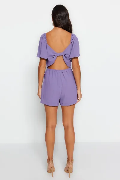 Trendyol Lila Mini Overal s Detailom na Zadnom Okne