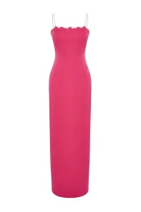 Trendyol večerné šaty vo večerných šatách Fuchsia podšité tkané lesklé kamene