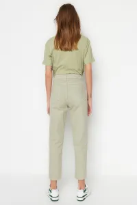 Trendyol Mint Mom džínsy s vysokým pásom