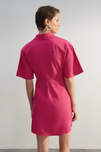 Trendyol limitovaná edícia Fuchsia košeľa mini tkané šaty